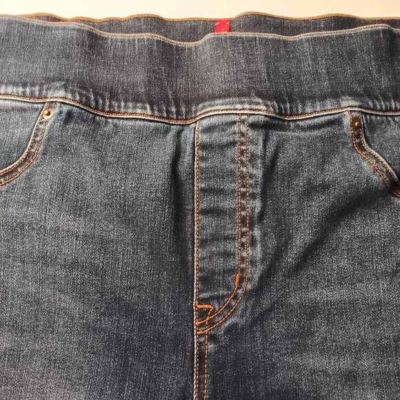 Spanx Jean Ankle Leggings Size 1X High Rise Skinny Leg Medium Dark Wash - Picture 4 of 9